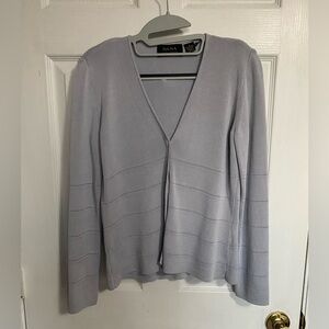 Dana Buchman Gray V-Neck Knit Cardigan